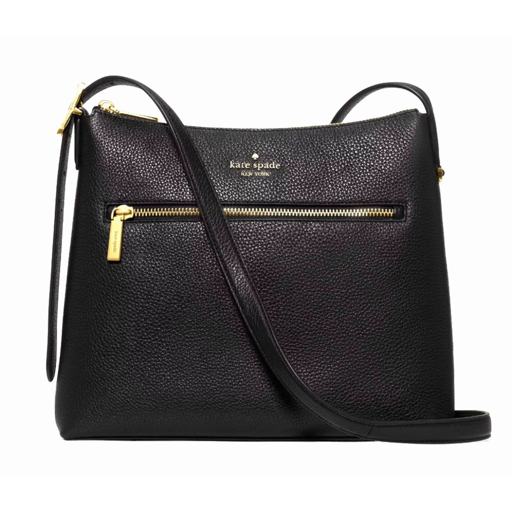 New Kate Spade 454 Large Swingpack Buckle Crossbody Pebble Leather Black